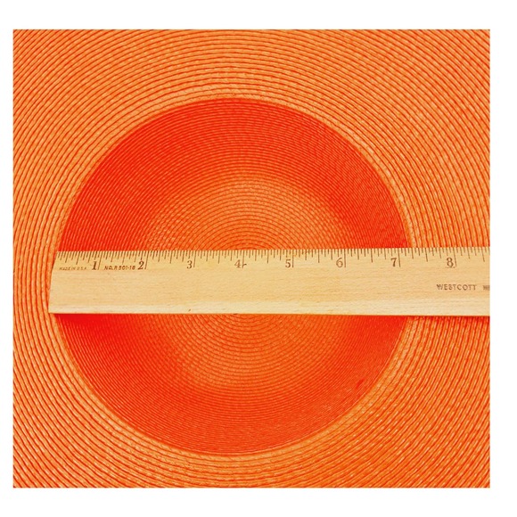 Vtg Ladies Orange Fashion Lg Wide Brim Floppy Straw Hat